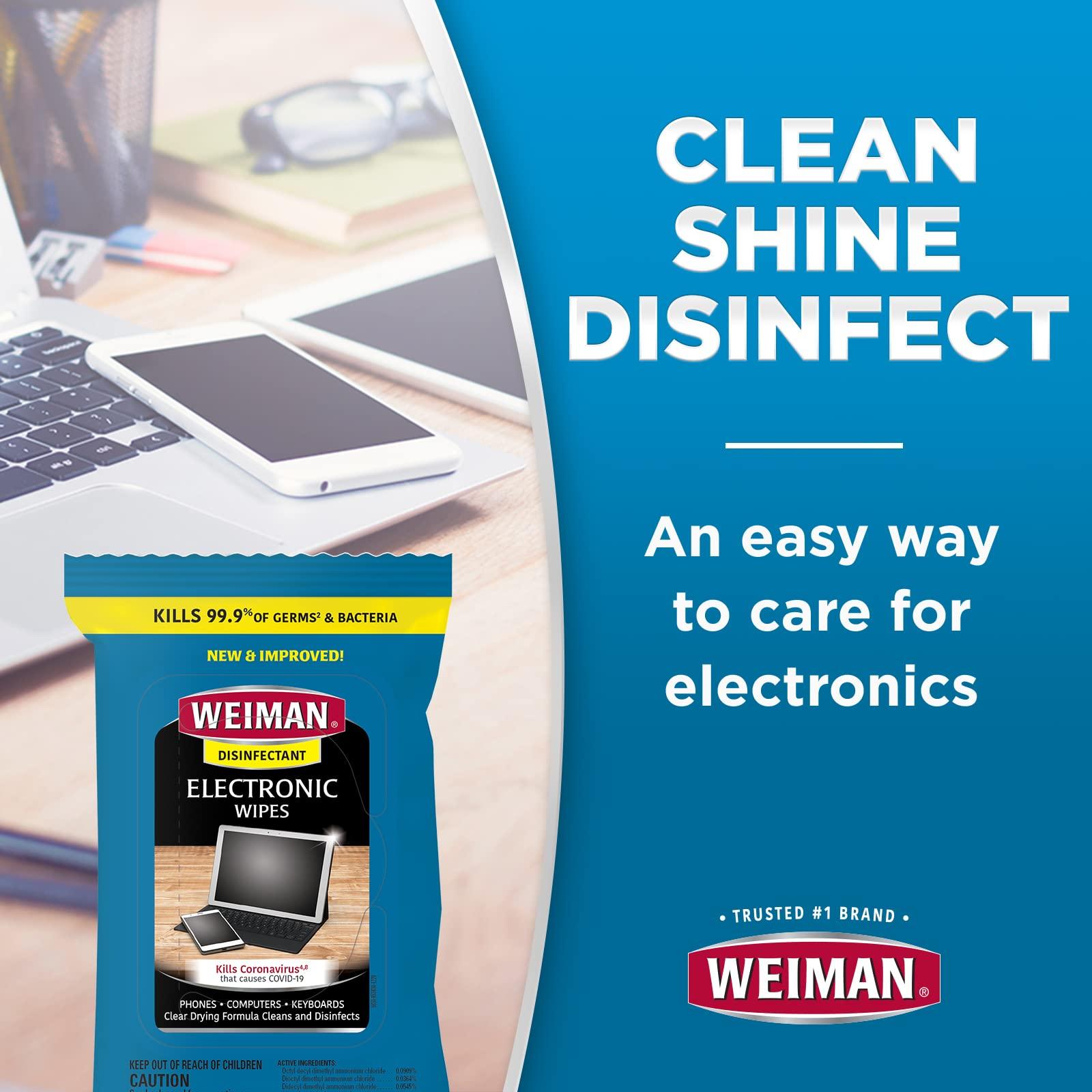 Weiman Weiman Disinfecting Electronic Wipes - Safely Clean Your Screen, Laptop, Computer, TV, Equipment-Electronic Cleaner Wipes
