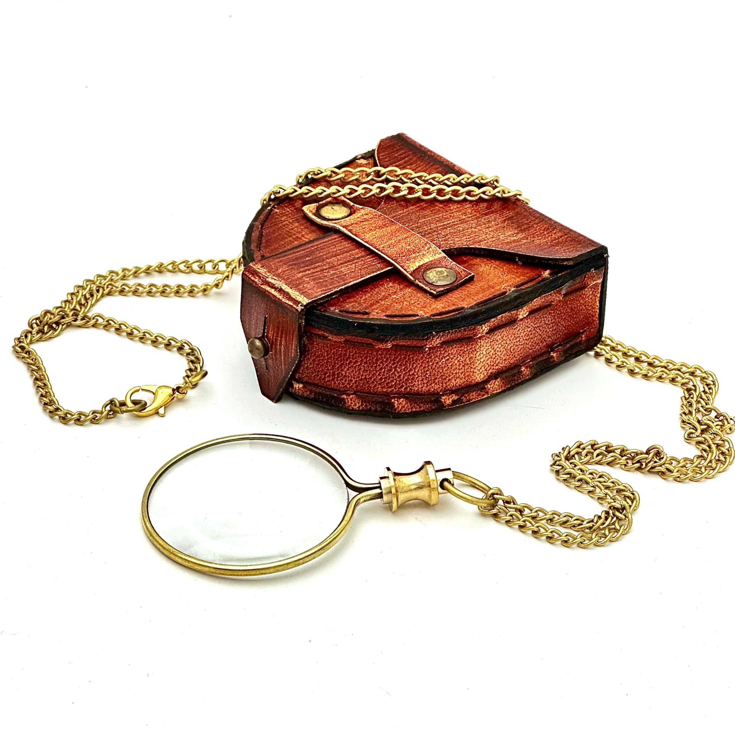 geekgifts Monocle Pocket Magnifying Glass with Leather Box, Magnifying Glass for Reading, Pocket Monocle Costume - Pocket Magnifiers 10x, Keepsake, Stocking Stuffer Gifts for Men Women