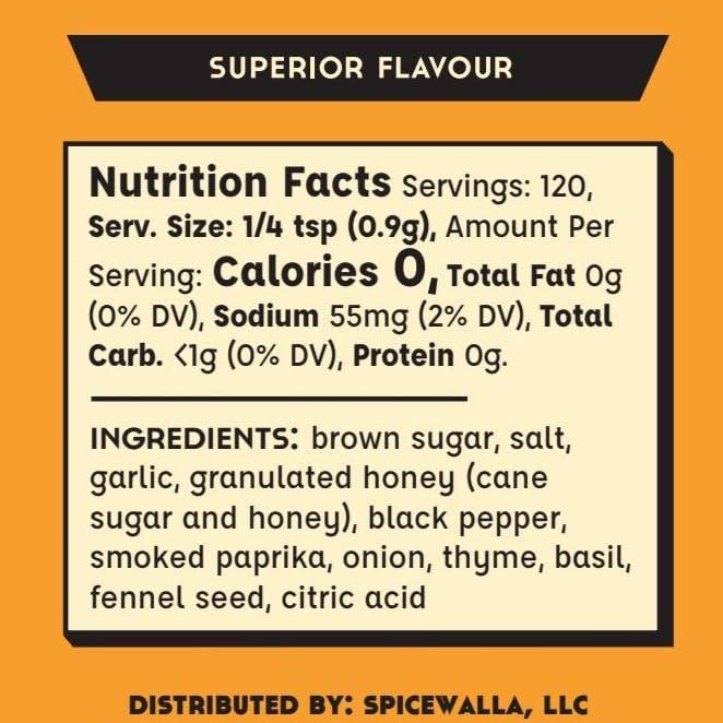 SPICEWALLA Spicewalla Honey and Herb Rub 3.8 oz | Garlic, Salt, Brown Sugar, Basil, Black Pepper | Non-GMO, Gluten Free, No MSG