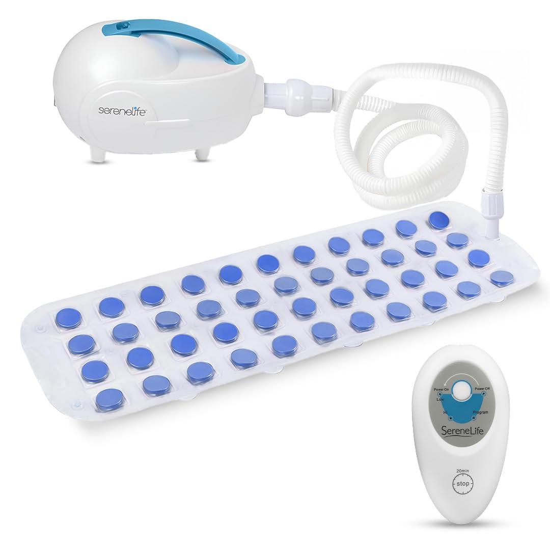 SERENELIFE RELAX SereneLife Portable Spa Bubble Bath Massager - Thermal Spa Waterproof Non-slip Mat with Suction Cup Bottom, Motorized Air Pump & Adjustable Bubble Settings - Remote Control Included