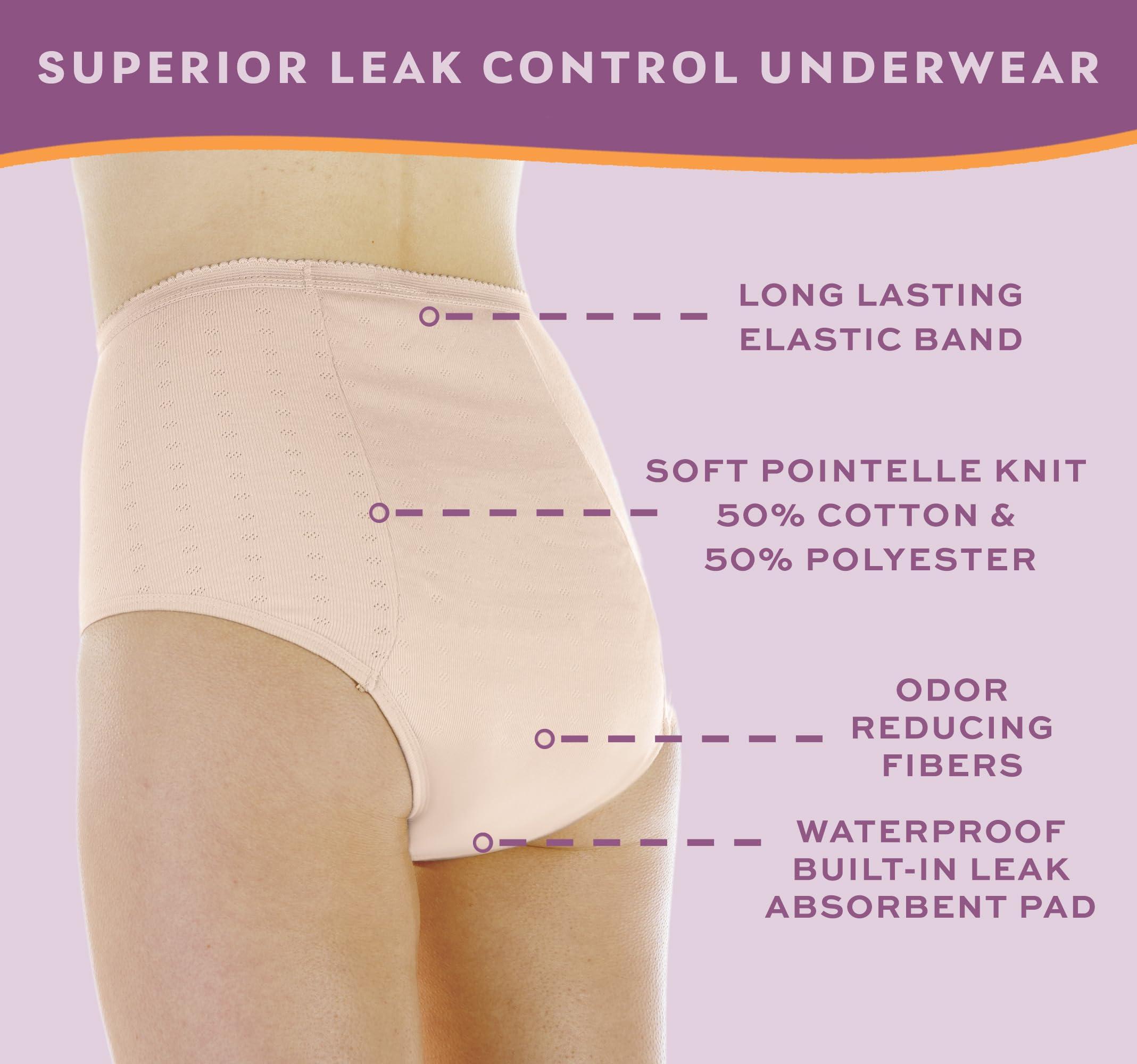 Wearever Wearever Women's Incontinence Underwear for Bladder Control with Super Absorbency - Reusable & Washable Leak Proof Underwear for Women - (Pack of 3) - (Assorted) (L) (Fits Hip: 41-42)