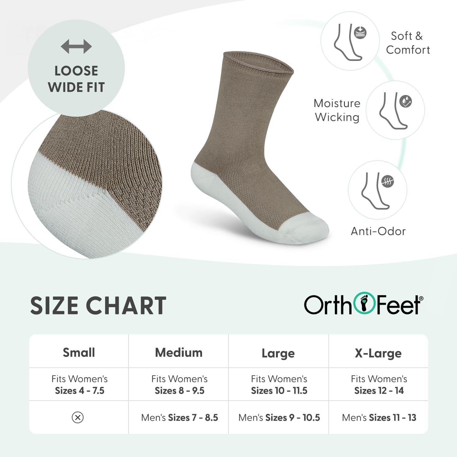 Orthofeet Orthofeet Extra Roomy Non-Binding Non-Constrictive Circulation Seam Free Socks, 3 Pack