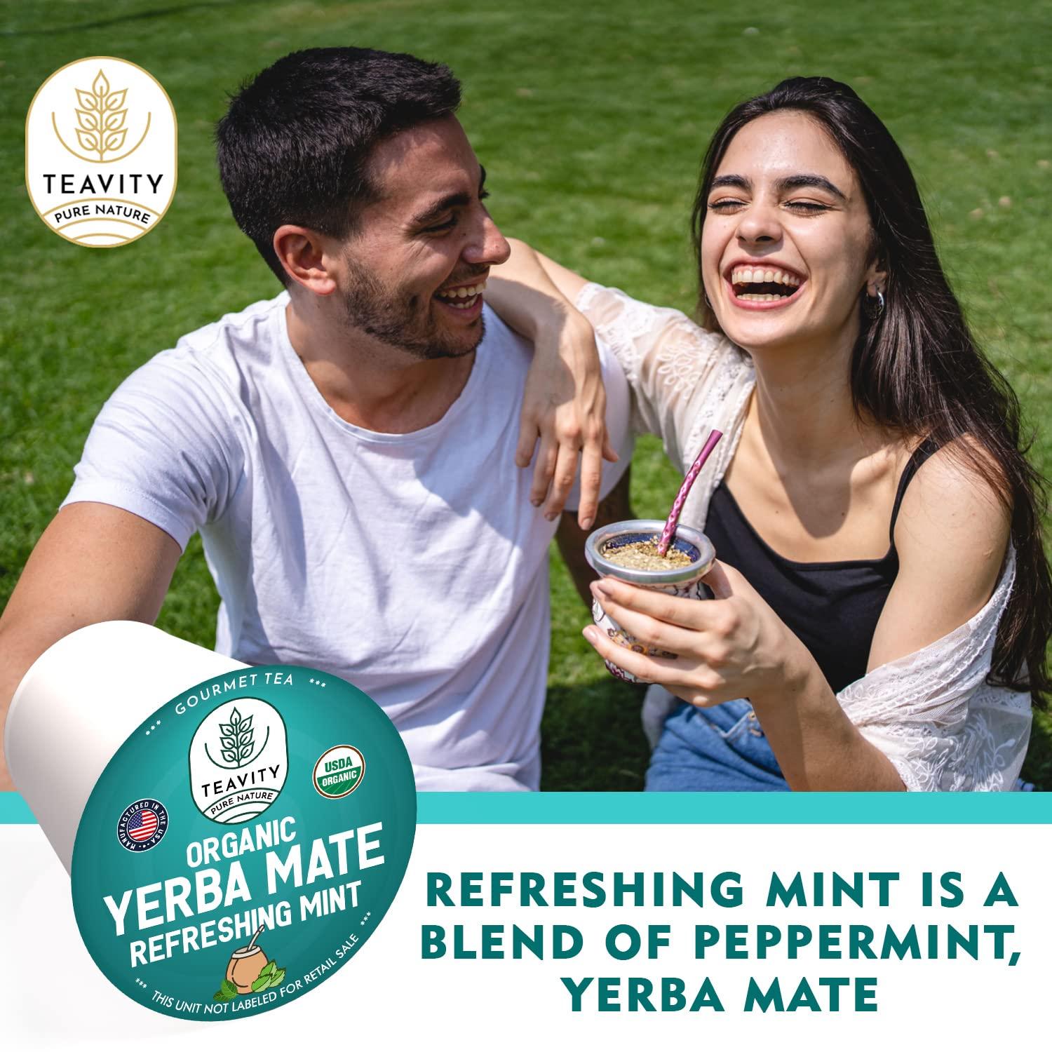 Teavity Organic Yerba Mate Refreshing Mint Tea Pods - Naturally Caffeinated Yerba Mate Tea Pod for Keurig Brewers by Teavity (24 Tea Pods)
