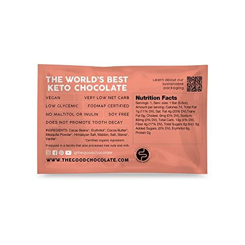 THE GOOD CHOCOLATE The Good Chocolate - Himalayan Salt Keto Chocolate Mini Bars, Zero Sugar, Lower Net Carb Snack, Lower Calorie, Vegan Chocolate Candy, 1 Snack Pack