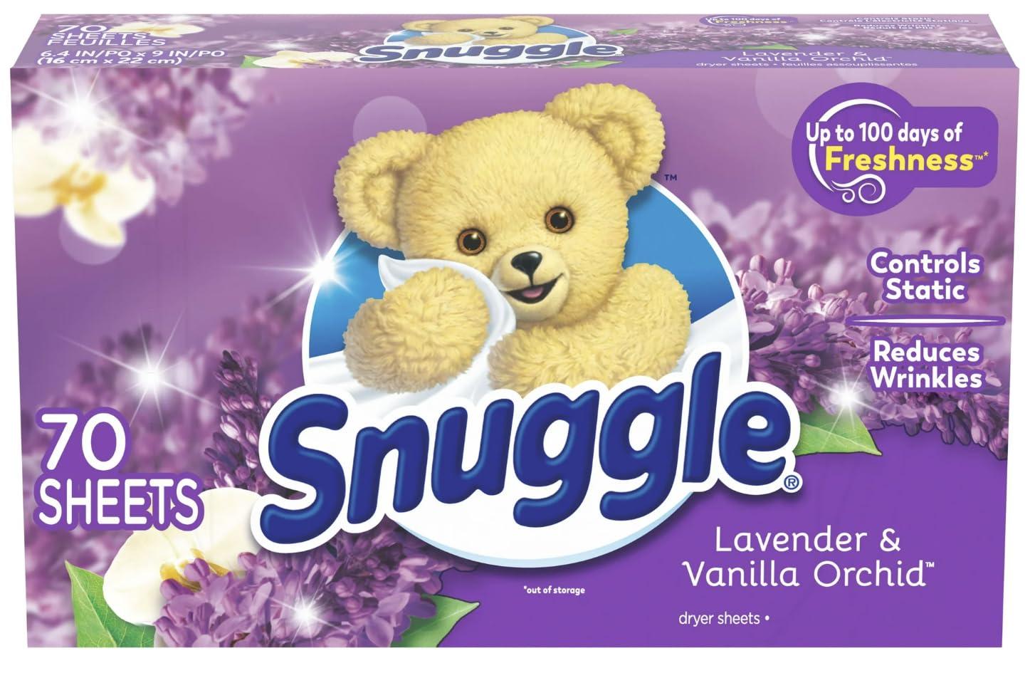 NineLife Basics Snuggle Dryer Sheets 70 Count (Pack of 4) Scent May Be Vary (Fabric Softener Sheets, Lavender & Vanilla Orchid)