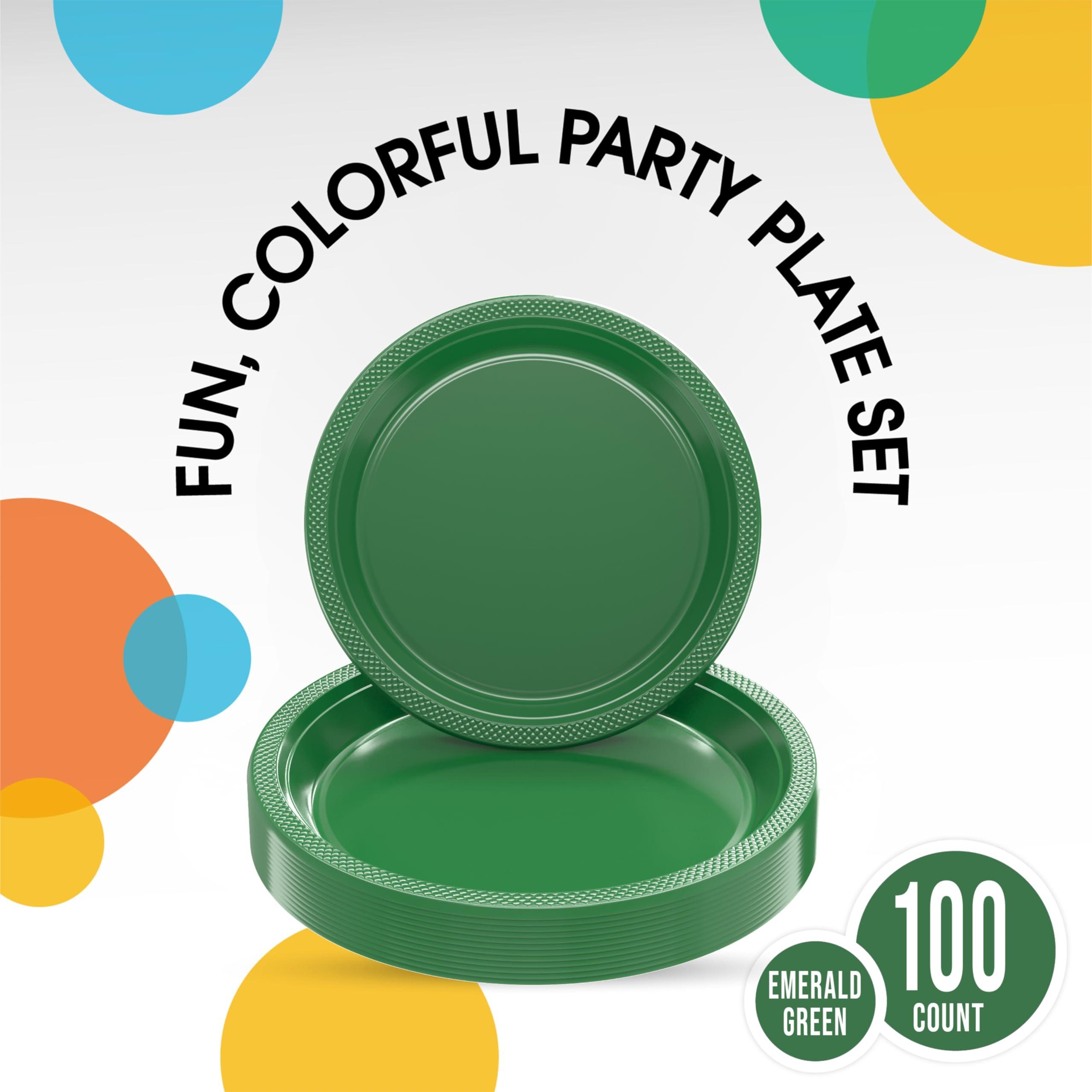 Exquisite Exquisite Green Plastic Plates Disposable 100 Pcs Plastic Plates Set 50-7\" & 50-9\" Green Disposable Plates Plastic Plates For Party Plates Disposable Heavy Duty Green Plates Disposable For Party.