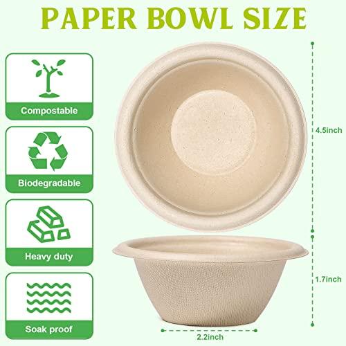 Groecycle Groecycle 8 oz Small Paper Bowls, 50 Pack Chili Bowls Disposable, 100% Compostable Paper Bowls, Biodegradable Bowls Made Of Sugarcane