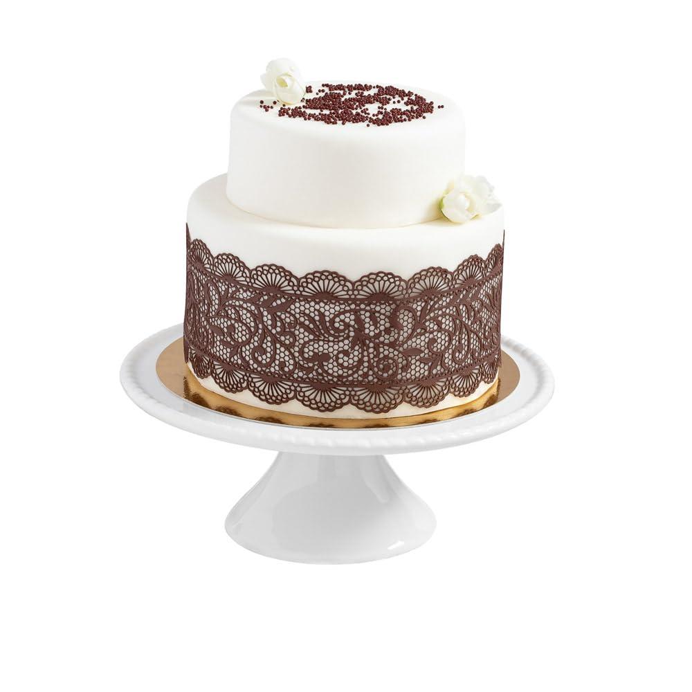 Art-Sweet Art-Sweet Ready to Use Sugar Lace for Cake Decoration - Pre-Made Cake Lace with Sprinkles - Edible Lace for Cakes (Chocolate)
