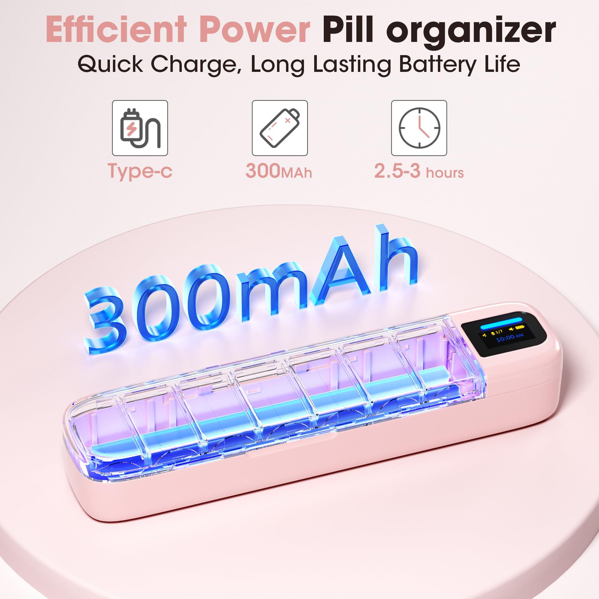 Daviky Daviky Automatic Pill Dispenser, Smart Pill Organizer with Alarm, Pill Box 7 Day with APP, Weekly Travel Pill Case, Portable Pill Reminder for Medicines, Supplements and Vitamins (Pink)
