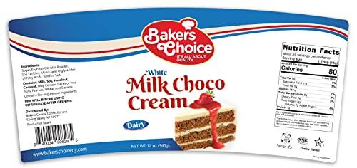 Baker\'s Choice Dairy White Chocolate Spread and Topping, 12 oz. White Chocolate Pastry Filling & Cake Filling - Creamy Topping for Cakes, Desserts, Ice Cream, Pie Filling, Dairy, Kosher - By Bakers Choice