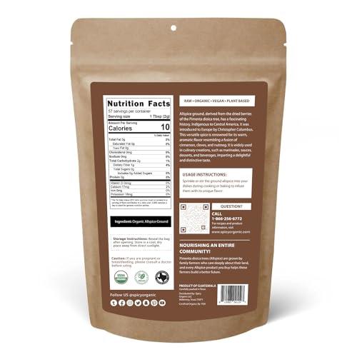 SPICY ORGANIC SPICY ORGANIC Pure Organic Allspice Ground 4 oz. - Certified USDA Organic - Allspice Seasoning for Baking, Marinades, Pickling, Stews, Sauces, and Beverages