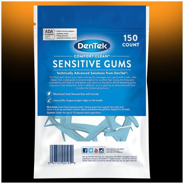 DenTek DenTek Comfort Clean Sensitive Gums Floss Picks, Soft & Silky Ribbon, 150 Count, 6 Pack