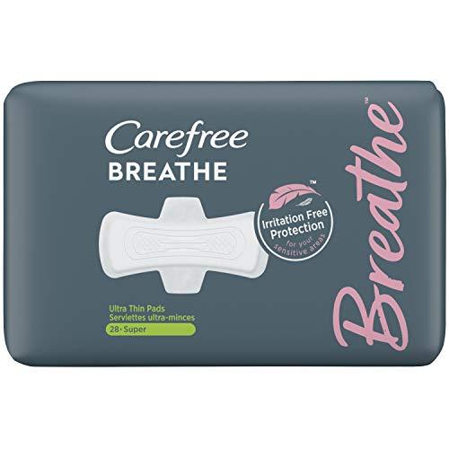 Carefree Carefree Breathe Ultra Thin Super Pads with Wings, Irritation-Free Protection, Unscented, 28 Count