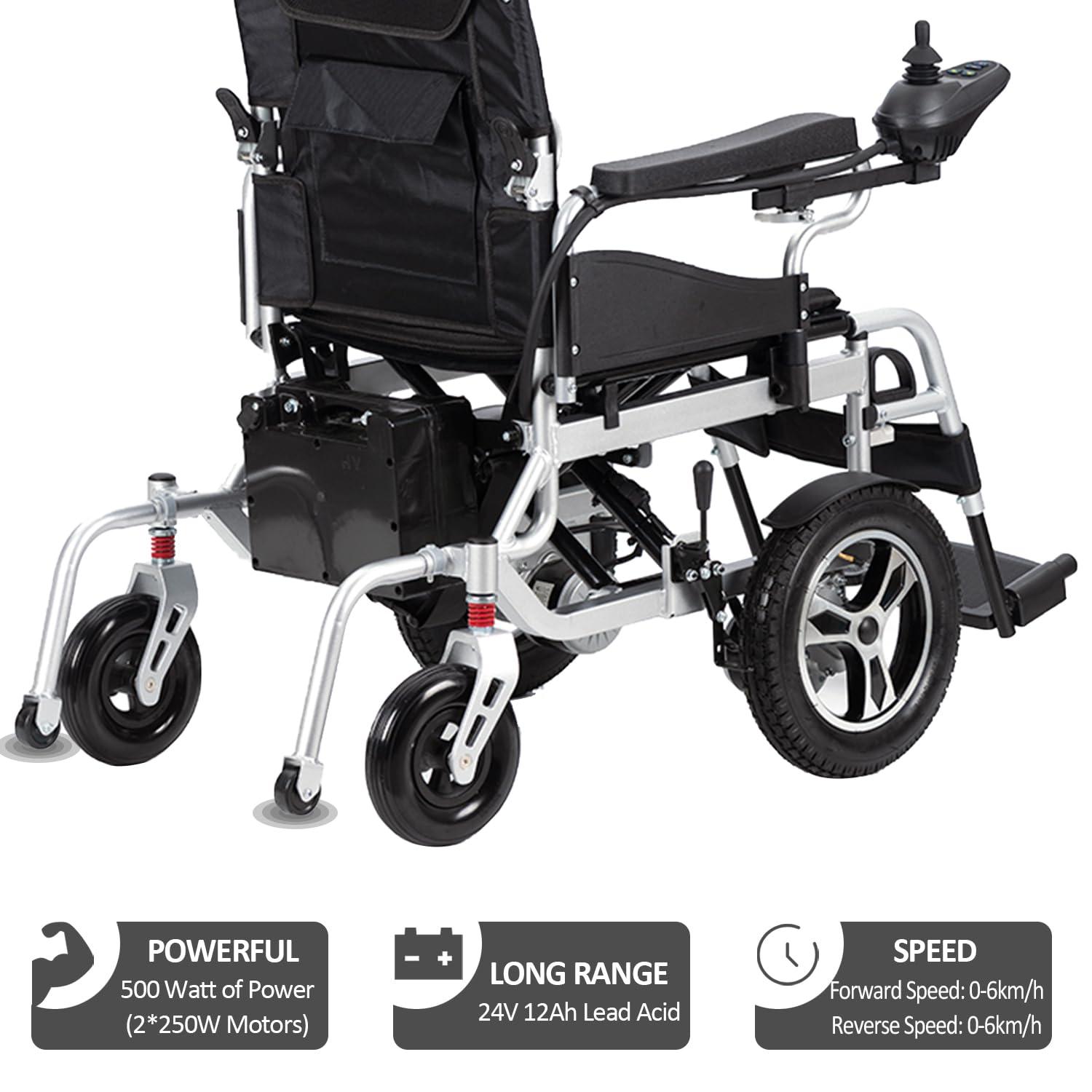 VORDERRY Electric Wheelchair for Adults,Airline Approved Electric Wheelchair,15Miles Long Travel Range, Foldable 500W All Terrain Power Wheelchair,Lightweight Intelligent Motorized Wheelchair for Seniors
