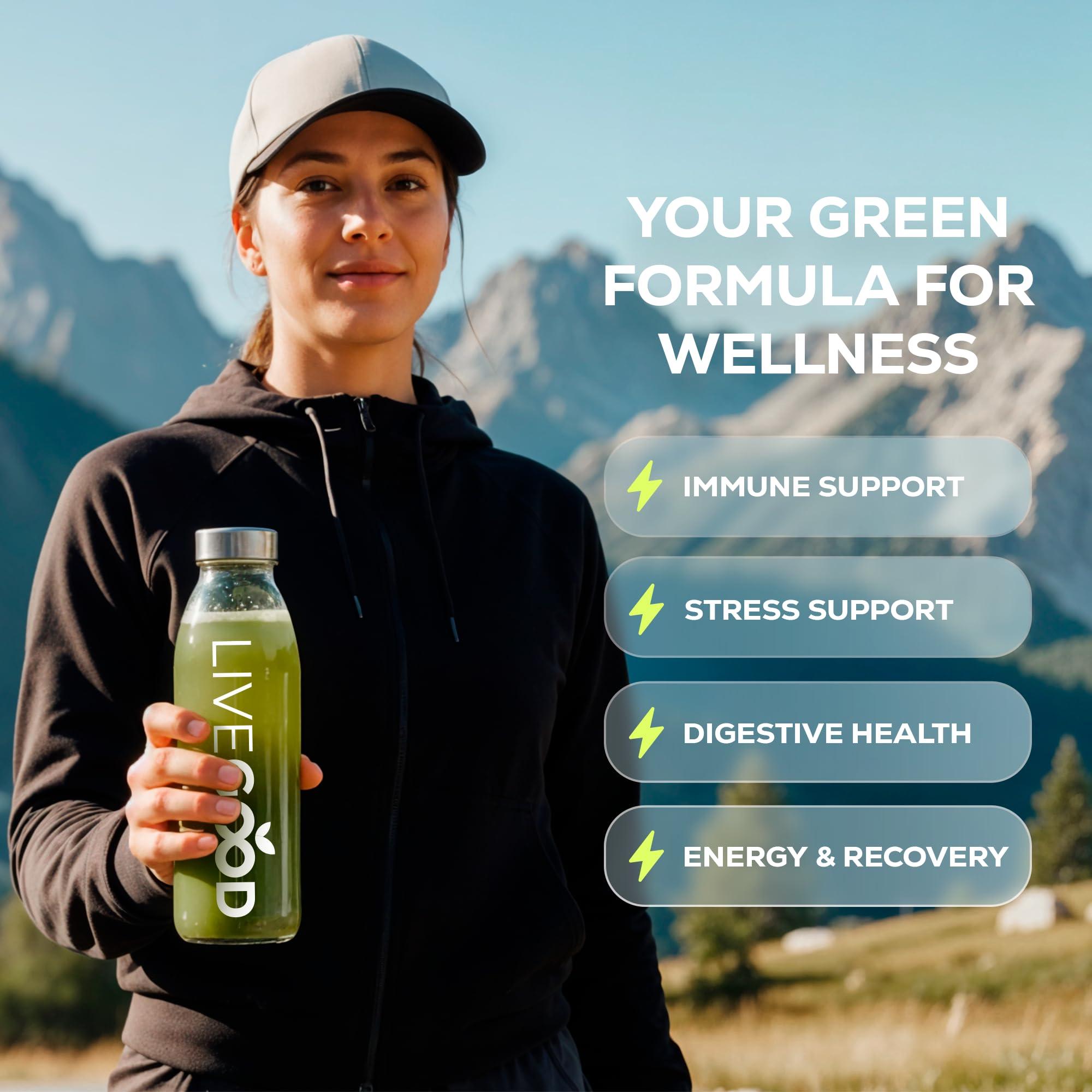 LIVEGOOD LIVEGOOD Organic Super Greens with Wheat, Barley, Oat Grass, Matcha Green Tea, Aloe Vera, Vegan, Gluten Free, 7.2 oz.