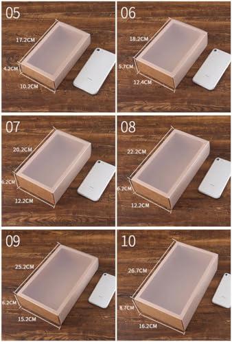 Awcmtpsyol 10Packs Rectangle Kraft Paper Box with PVC Window For Wedding ,Birthday Party,Jewelry, Candy Cookies Clear Boxes Decorative Gift Packaging (Kraft paper box + clear pvc,Inner Size:20*10*6cm Outer