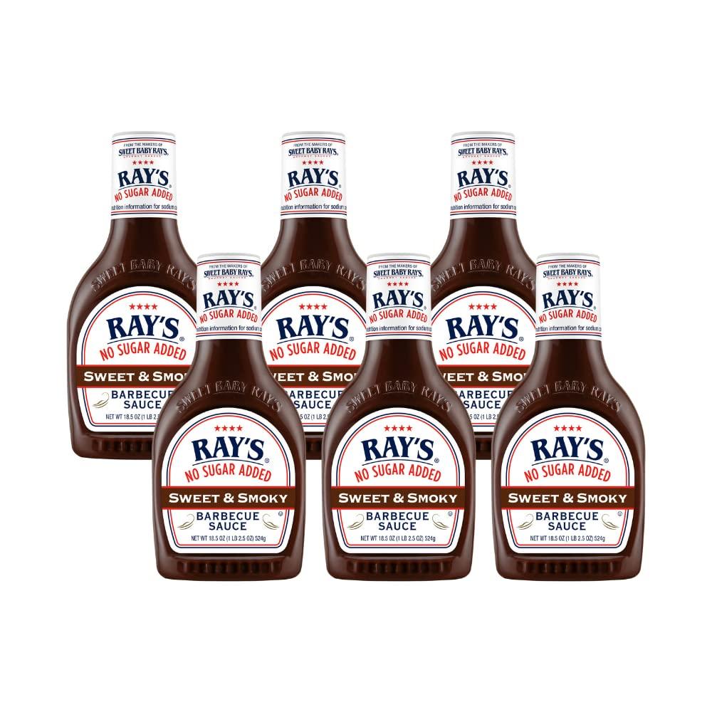 Sweet Baby Ray's Ray's No Sugar Added Sweet & Smoky Barbecue Sauce, 18.5 oz. (Pack of 6)