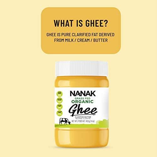 NANAK Nanak Organic Grass-Fed Ghee Clarified Butter - Premium Quality Keto & Paleo Friendly, Non-GMO, Pasture Raised - Lactose, Casein, & Gluten-Free Great Alternative for Butter (56 oz)
