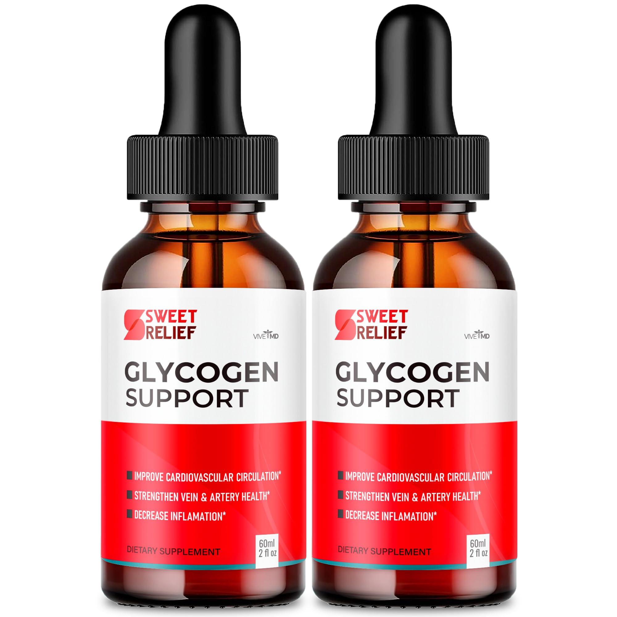 VIVE MD Sweet Relief Glycogen Support Drops - Sweet Relief Blood Vessel Cleaner Supplement, Glycogen Support Sweet Relief Advanced Formula SweetRelief Drops for Overall Health + Wellness (2 Pack)