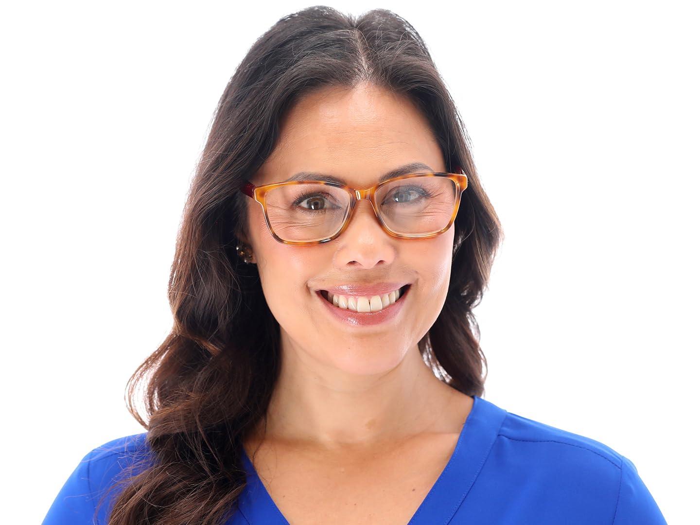 VK Couture VK Couture Women\'s Mia Fashion Readers Rectangular Reading Glasses, Maple Brown Demi, 138 mm + 2.5