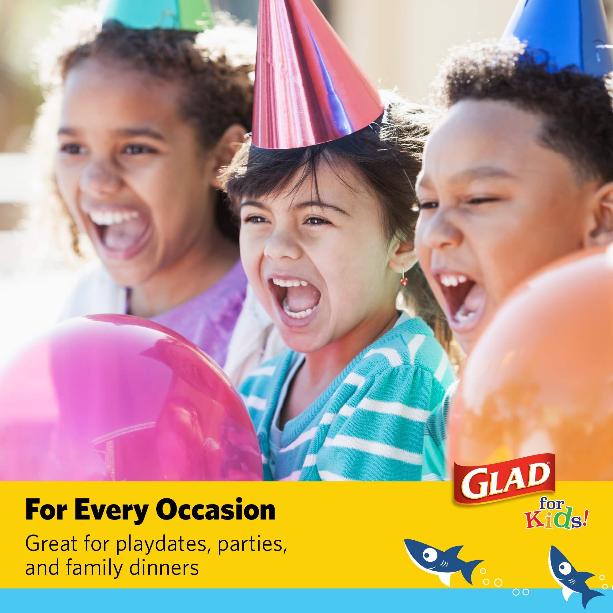 Glad Glad for Kids Shark Paper Plates, 20 Count - 6 Pack | Small Round Paper Plates With Cute Sharks for Kids | Heavy Duty Disposable Soak Proof Microwavable Paper Plates for All Occasions, 8.5 Inch