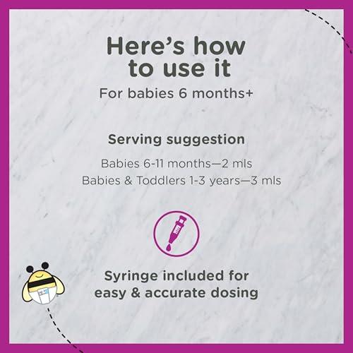 Zarbee\'s Zarbee\'s Baby Immune Support with Zinc, Baby & Toddler Vitamin 6 months+, includes Syringe for Easy & Accurate Dosing, Natural Grape Flavor, 2oz