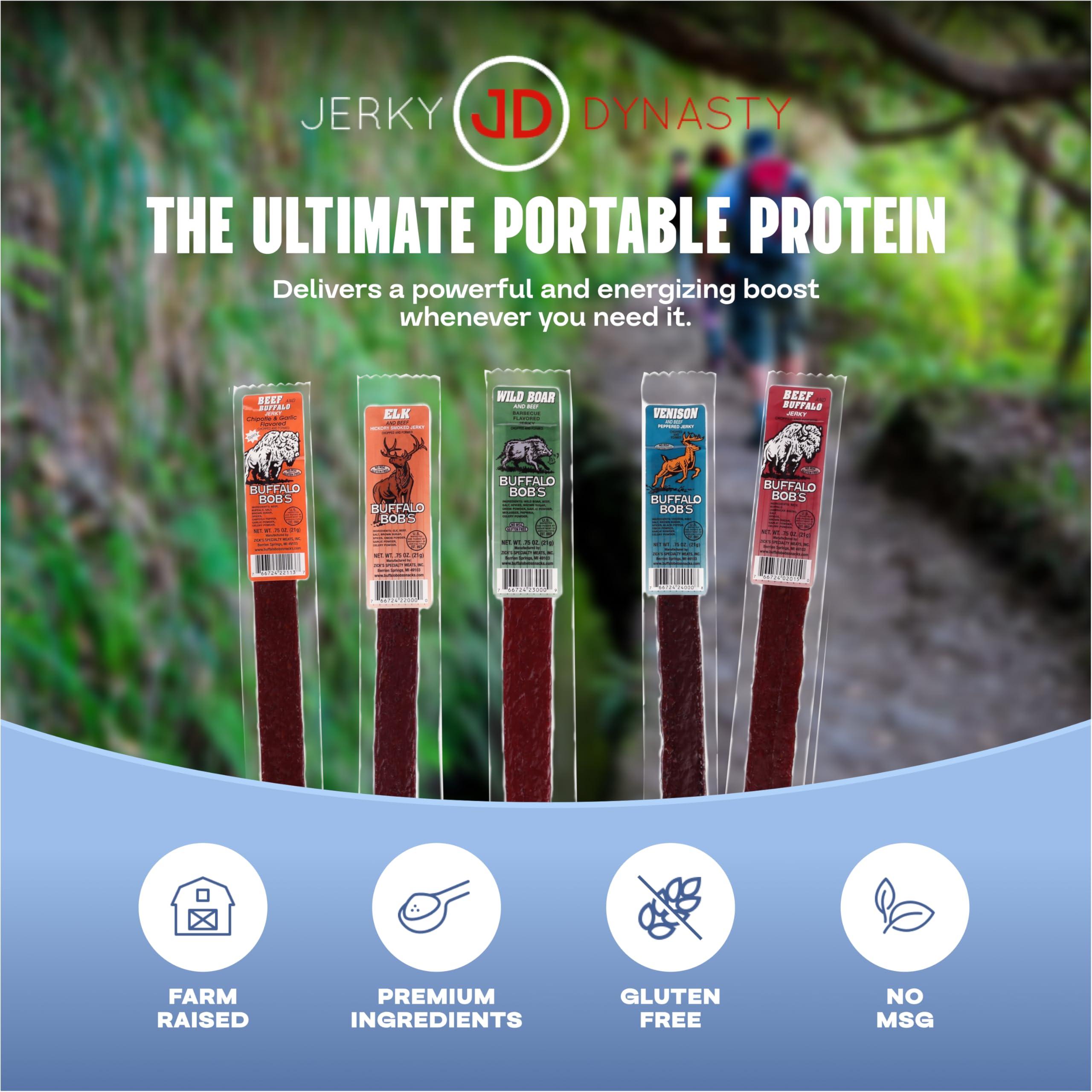 Jerky Dynasty Jerky Dynasty Big Game 15-Piece Jerky Variety Pack - Assorted Meat Snack Box with Beef Jerky, Buffalo, Elk, Wild Boar, & More - Unique Present for Men or for Snack