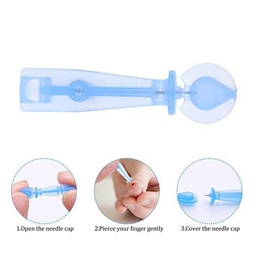 Healifty Lancets for Blood Testing, 200pcs Safety Lancets 30G Lancet Pen Tip Needle Bloodletting Pens Blood Sample Lancets for Blood Glucose Testing, Sky- Blue