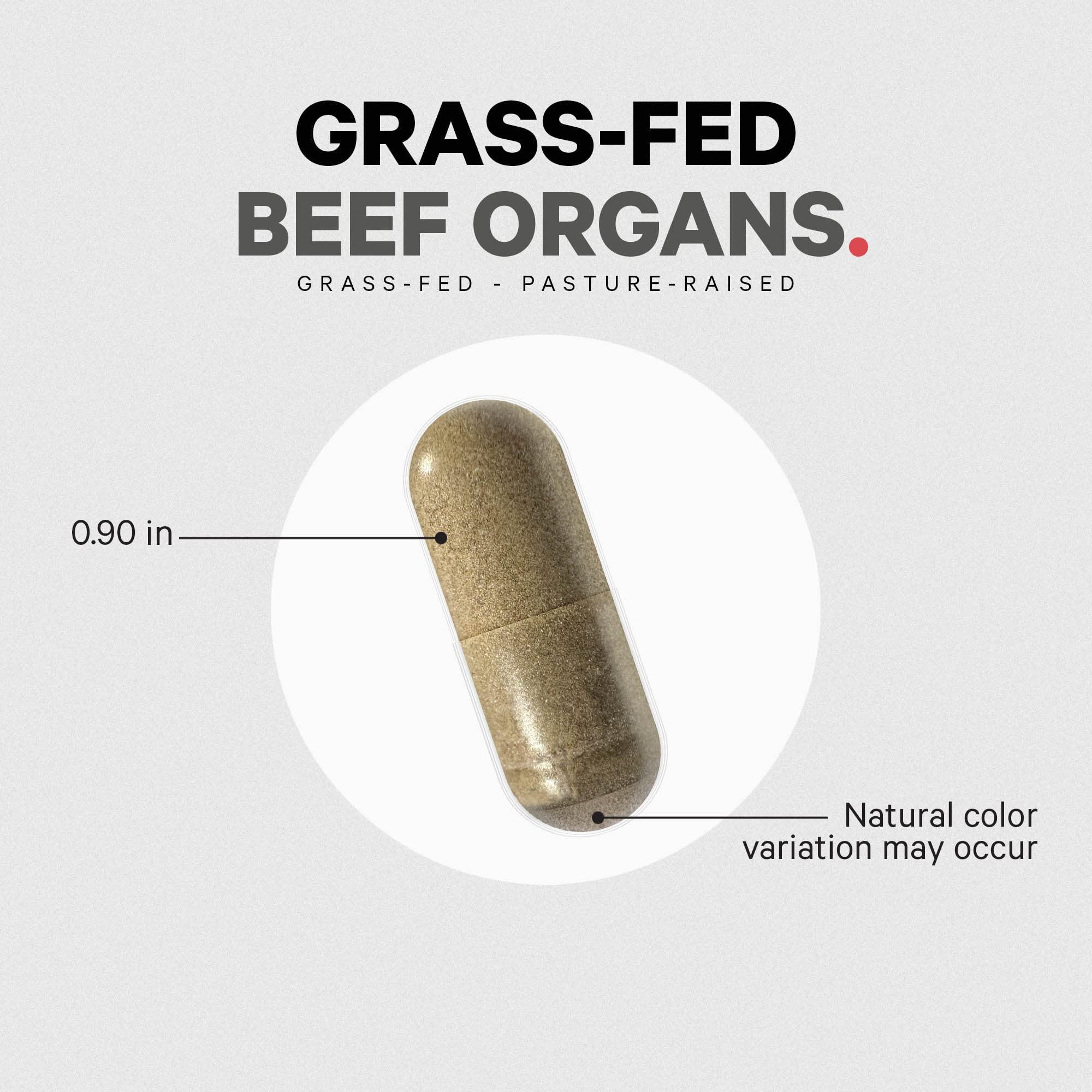 Codeage Codeage Grass Fed Beef Organs Supplement Glandulars Supplements - Freeze Dried, Non-Defatted, Desiccated Liver, Heart, Kidney, Pancreas & Spleen Bovine Pills Beef Vitamins - Non-GMO -180 Capsules
