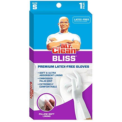 Mr. Clean Mr. Clean, 243032 Bliss, Small Latex Free, Vinyl, Soft Ultra Absorbent Lining, Non- Slip Swirl Grip Gloves, (Small)