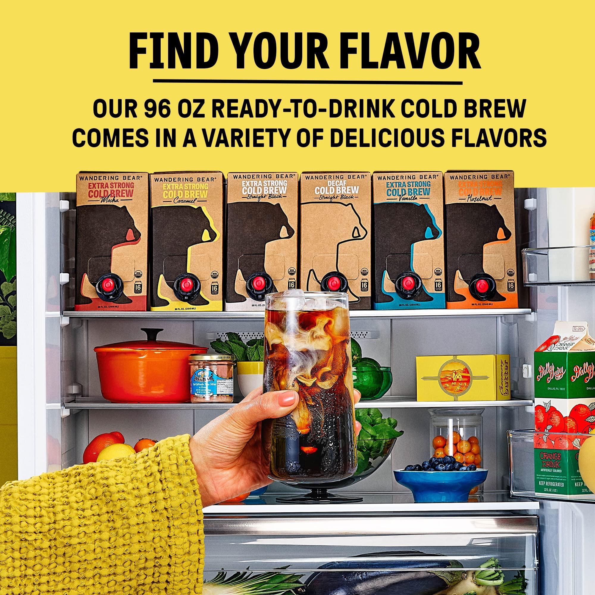 Wandering Bear Wandering Bear Organic Caramel Cold Brew Coffee On Tap, 96 fl oz - Extra Strong, Smooth, Unsweetened, Shelf-Stable, and Ready to Drink Iced Coffee, Cold Brewed Coffee, Cold Coffee