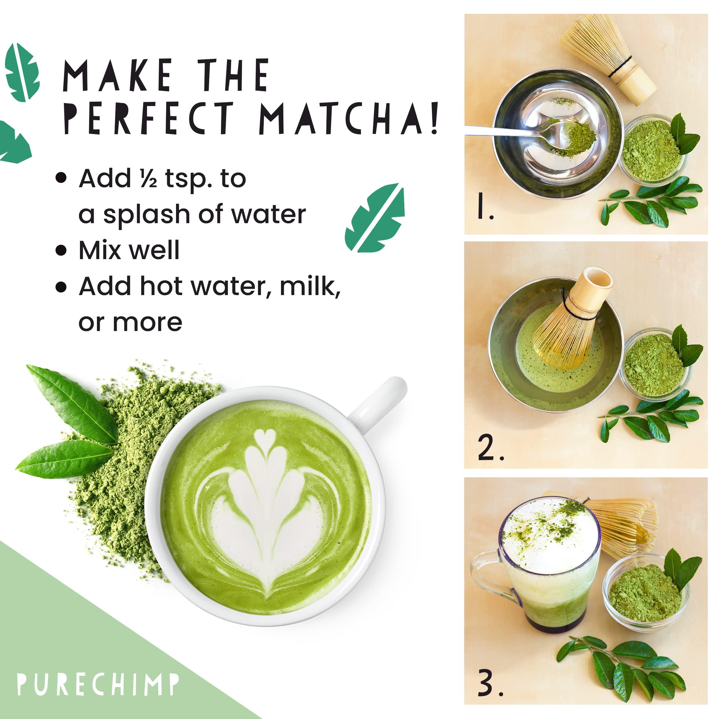 PureChimp Matcha Green Tea Powder - 1.75 Ounces (50g) of Ceremonial Grade Japanese Matcha for Baking, Lattes and Smoothies - Regular