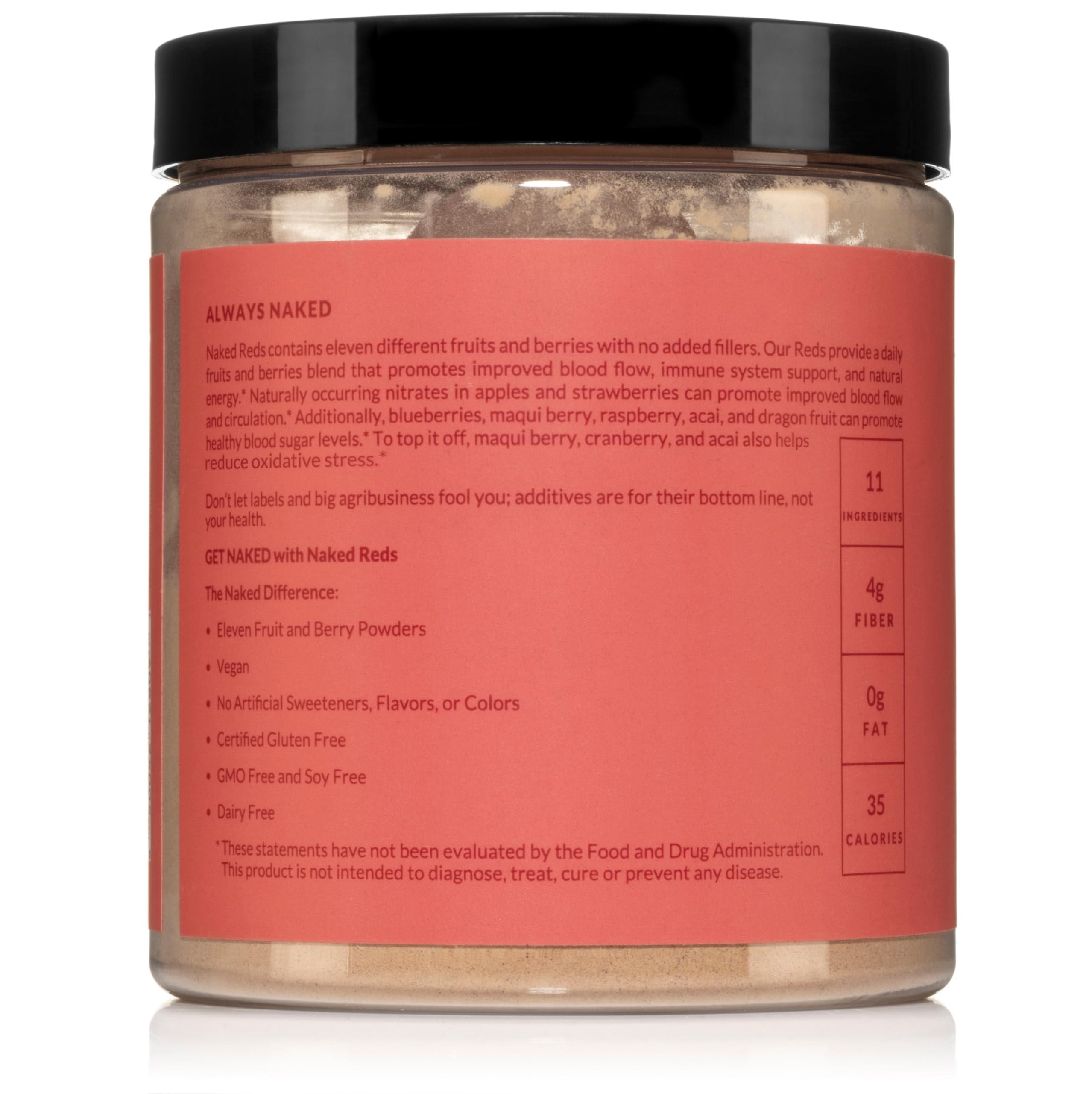 Naked Nutrition Naked Reds Superfood Powder - Healthy, Energizing Polyphenol Fruit Powder Mix, No Fillers, Nothing Artificial, Vegan, Non-GMO, Gluten Free - 28 Servings