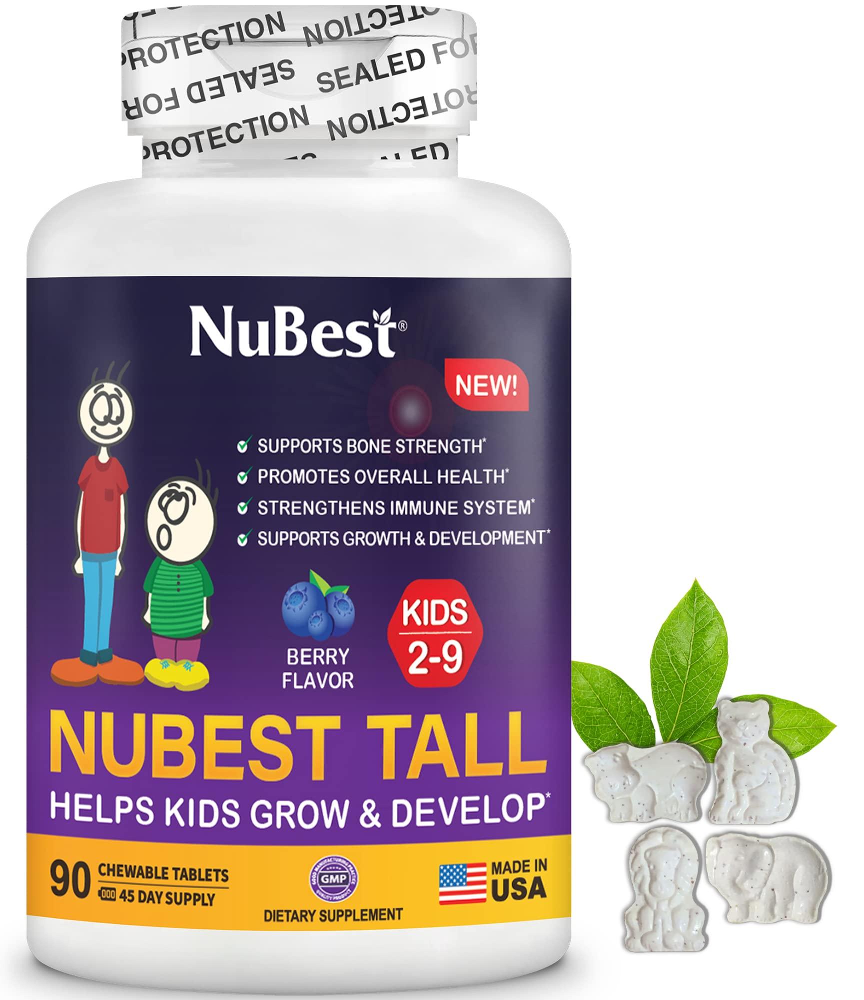 NuBest NuBest Tall Kids - Toddlers Vitamins and Kids Vitamins for Age 2 to 9 - Support Bone Strength, Overall Health and Immunity - Animal Shapes - 90 Chewable Berry Tablets | 3 Pack