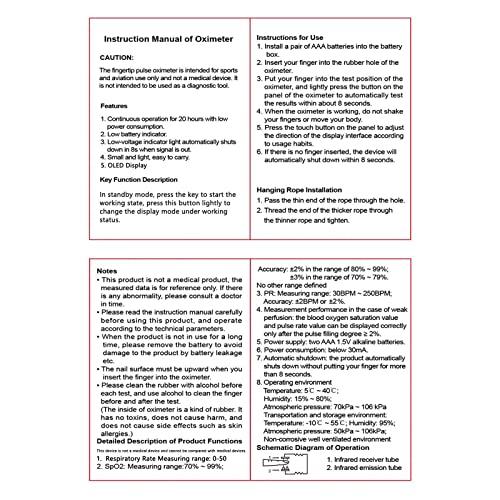 CRFISH Pulse Oximeter Fingertip, Heart Rate Monitor with Large LED Display, Blood Oxygen Saturation Monitor for Adults and Kids, Accurate Fast SPo2 Reading Oxygen Meter with Lanyard (Black-Silver)