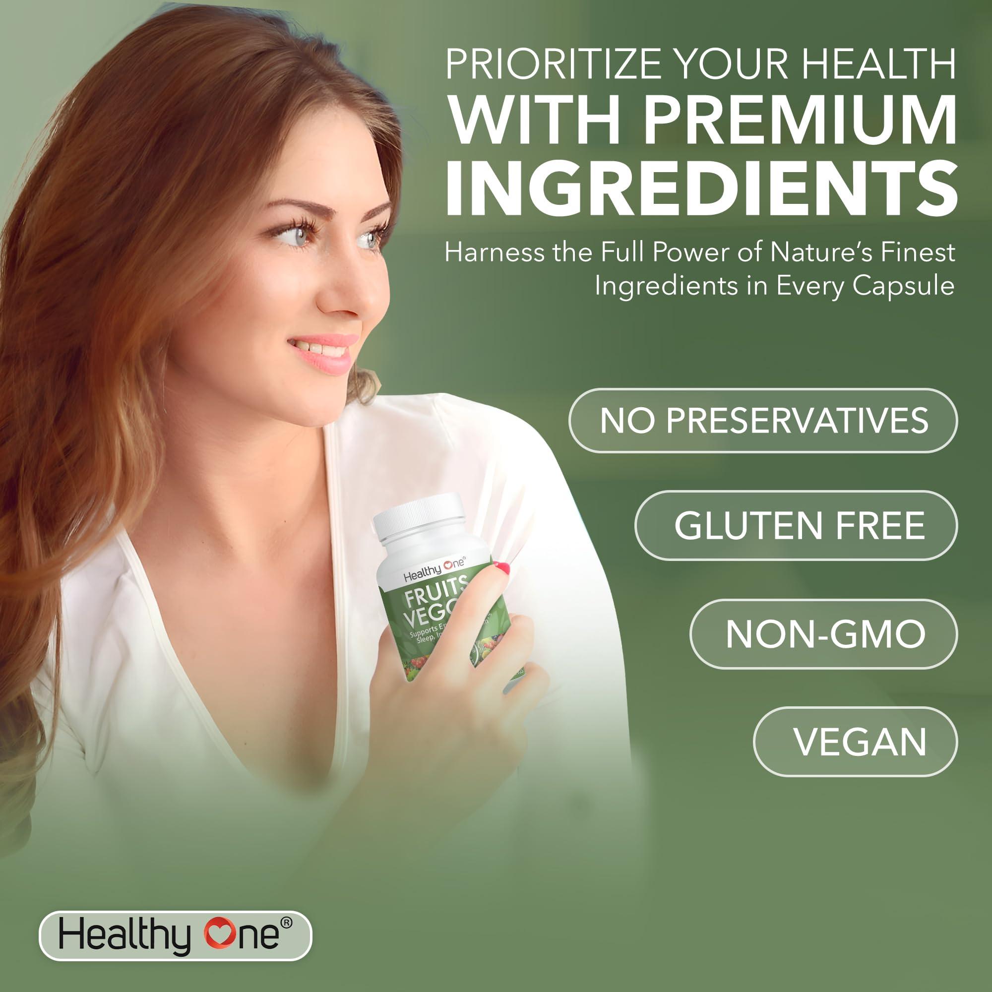 Healthy One Healthy One Fruits & Veggies - 27 Balanced Whole Foods of Nature - Vitamins - Minerals - Antioxidants - Detox - Vegetables - Kale - Broccoli - Spinach - Beets - Raspberries - Multivitamin - 150 Count