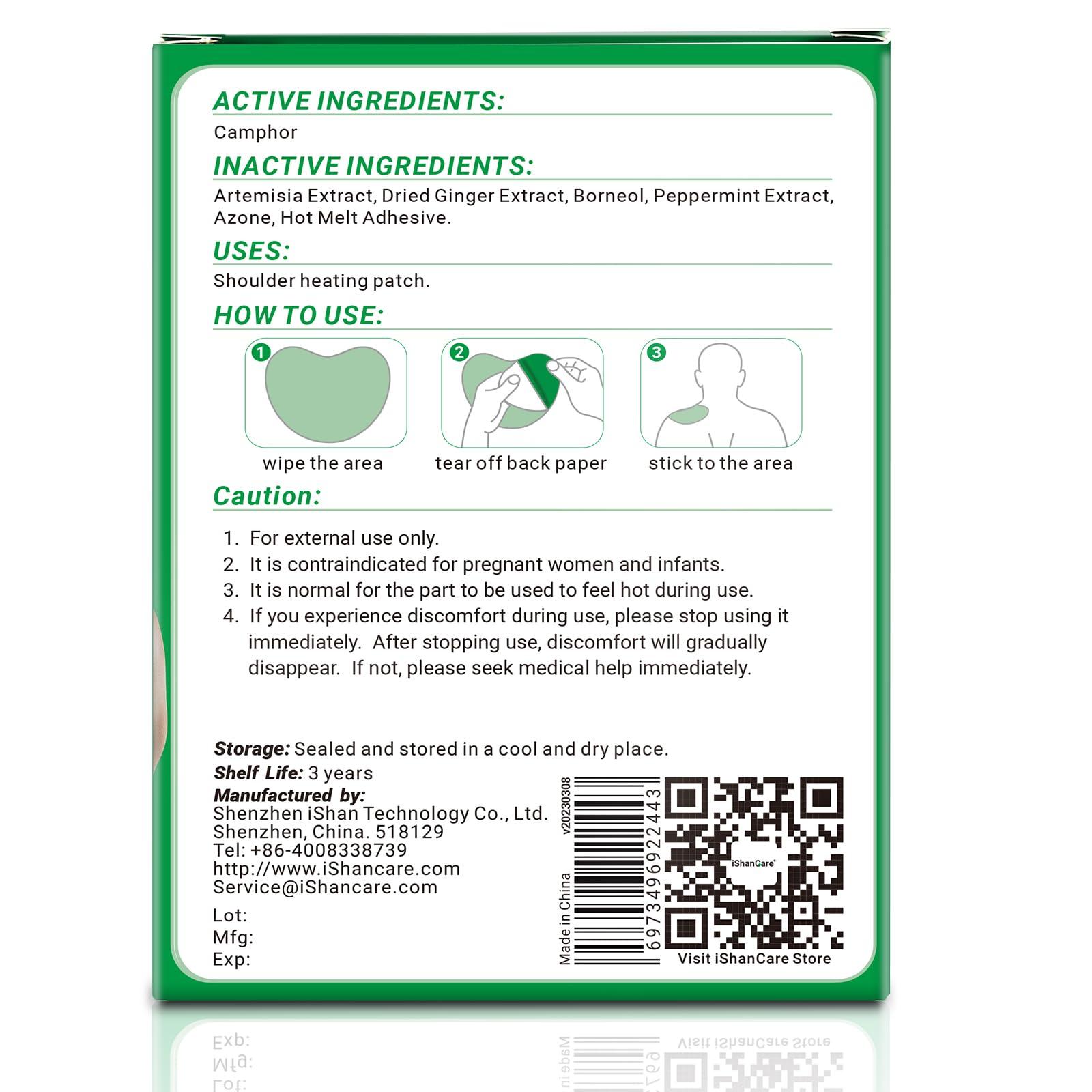 ishancare iShanCare Shoulder Patches - 24 Count Warming Herbal Plaster Maximum Strength Heat Patches, 8 Hours Deep Heating Extra Strength Joint Patch of Shoulder, Knee, Back, Neck