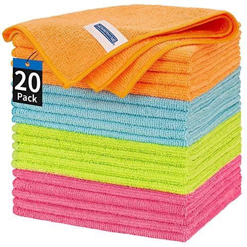 HOMERHYME HOMERHYME Microfiber Cleaning Cloth 12 Plus 20 Pack Cleaning Towels, 12\" x 12\" Dish Cloths, Lint Free Rag, Non-Abrasive Dusting Cloth, Washable, and Reusable