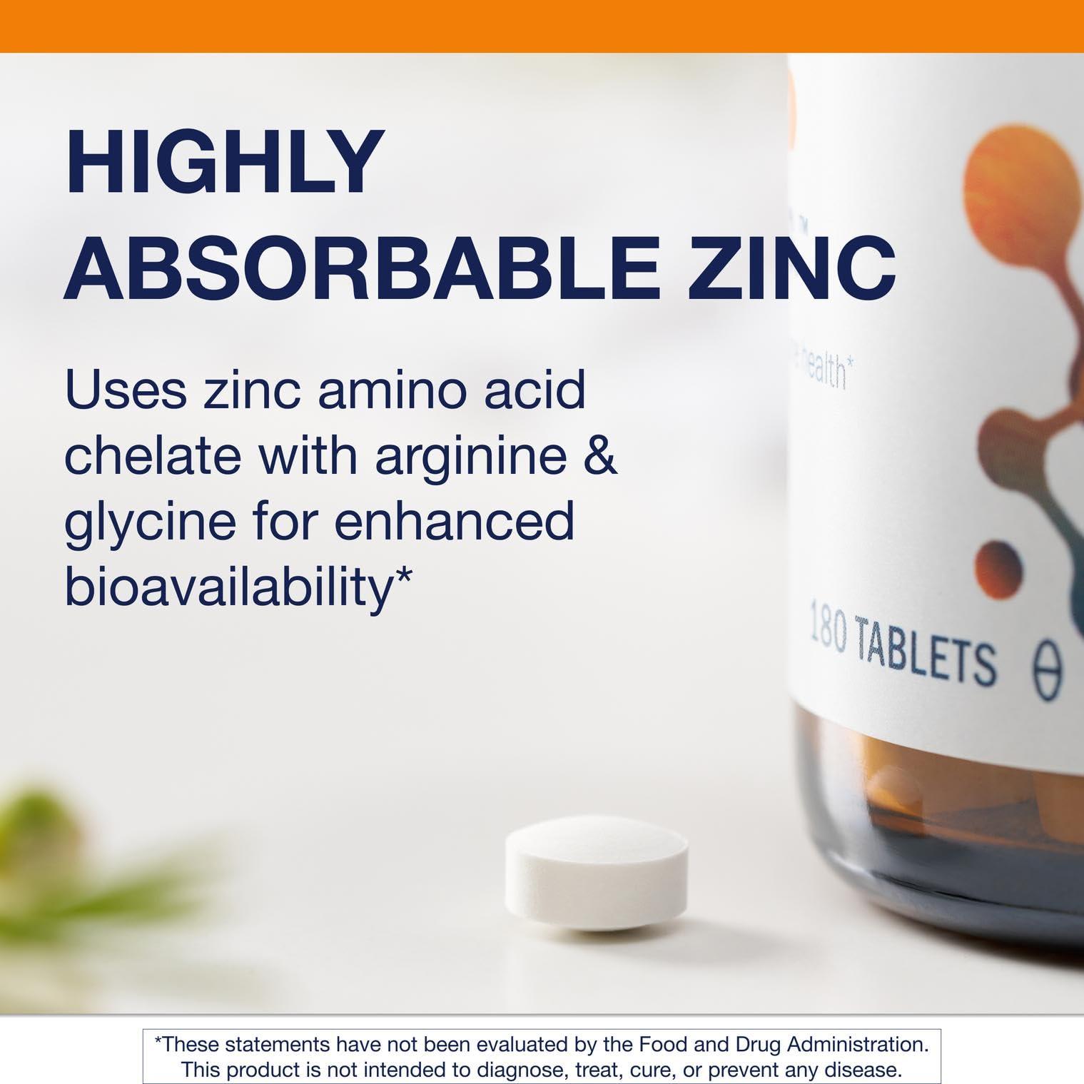 Metagenics Metagenics Zinc A.G. - Highly Absorbable - 20 mg - for Immune Support, Bone Health & Energy Metabolism* - Zinc Arginate & Glycinate - Non-GMO & Gluten-Free - 180 Tablets