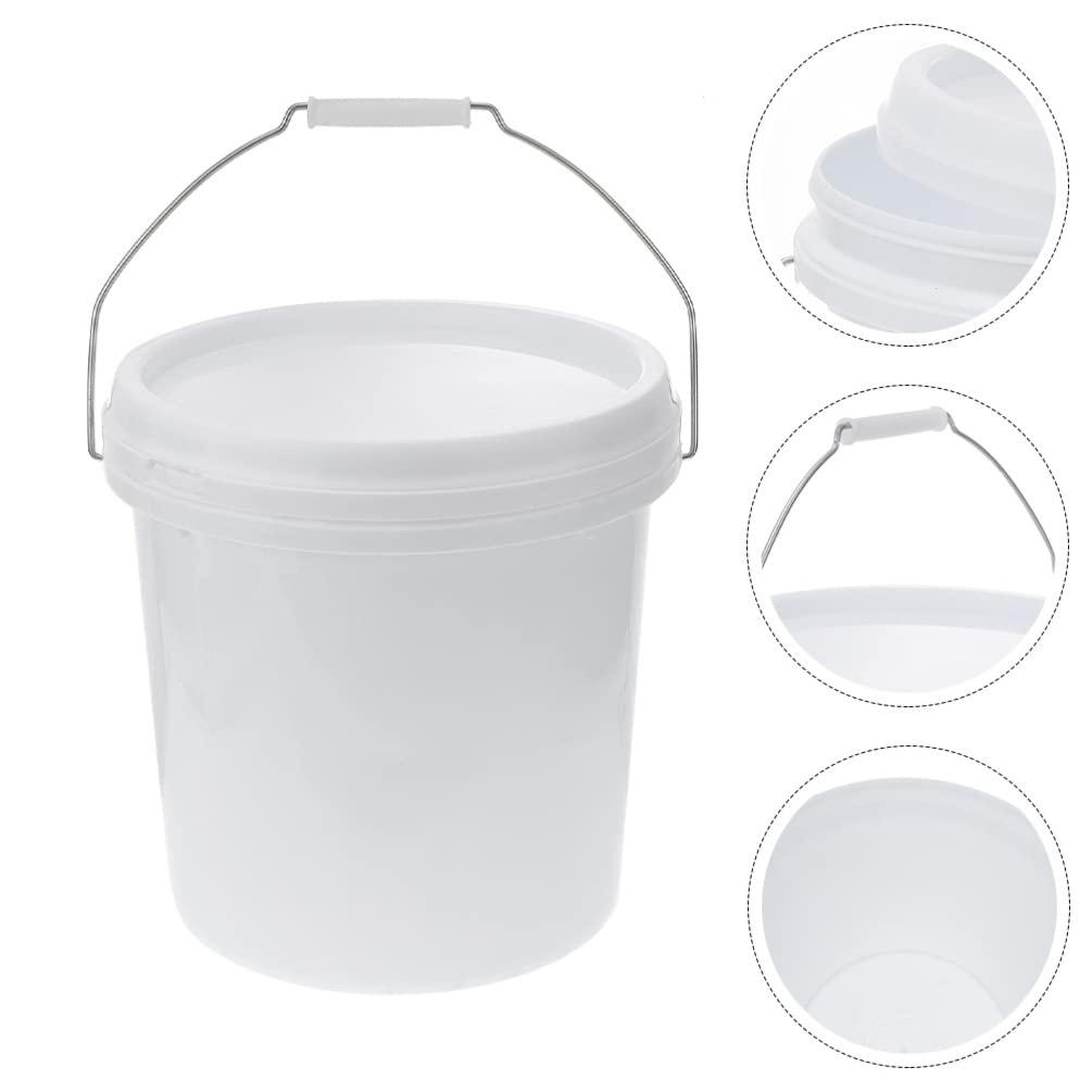 Housoutil Housoutil Water White Plastic Bucket with Handle Lid 8L Ice Cream Tub Heavy Duty Portable All Pail Bucket Container for Food Toy Treasure 5 Gallon Bucket 5 Gallon Bucket 5 Gallon Bucket