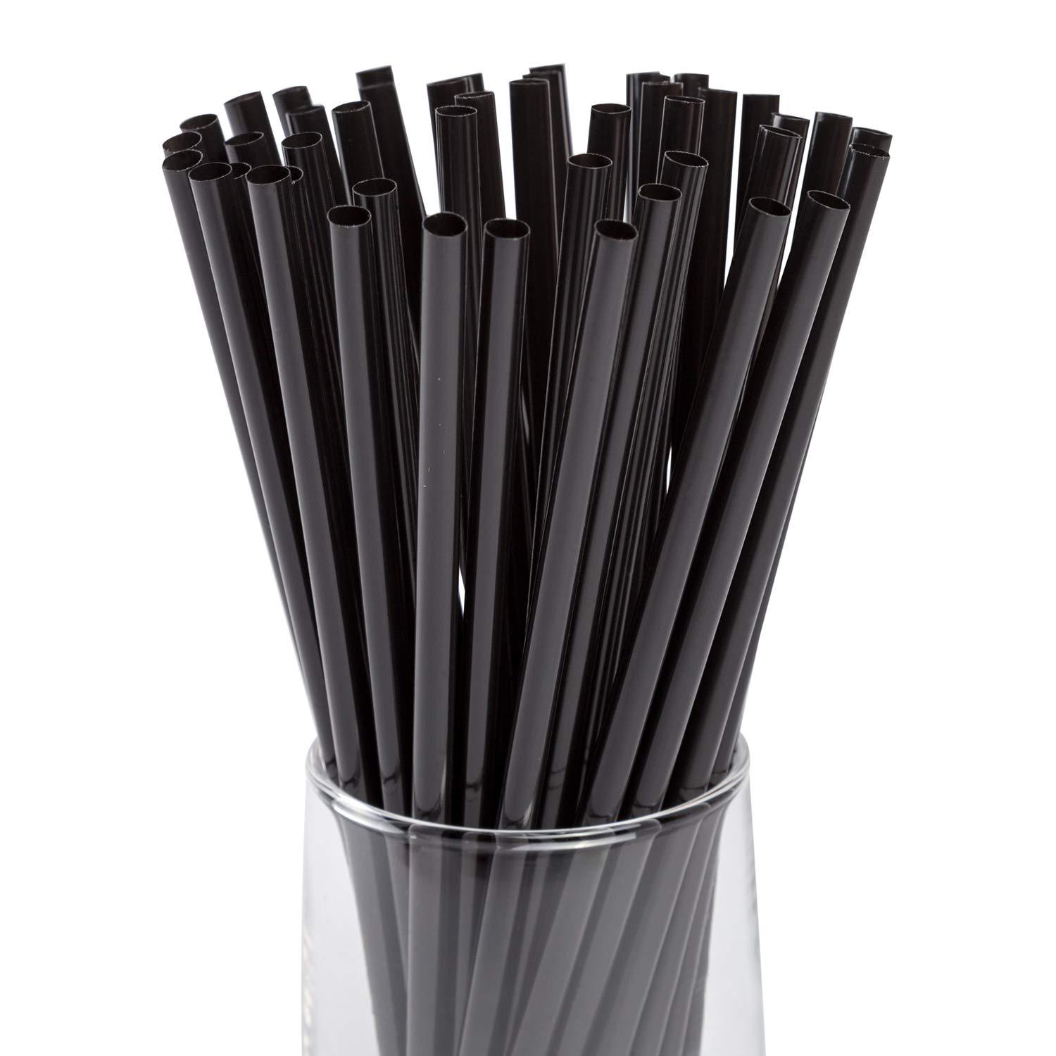 AmerCare AmerCare 7.75 Inch Jumbo Black Straws, Unwrapped, Case of 12,000