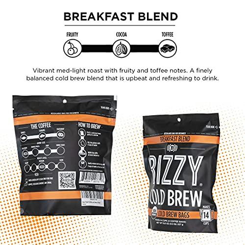 Bizzy Bizzy Organic Cold Brew Coffee | Bundle | Coarse Ground Coffee | Breakfast Blend 1 LB + Breakfast Blend Brew Bags 4-count | 2 Pack