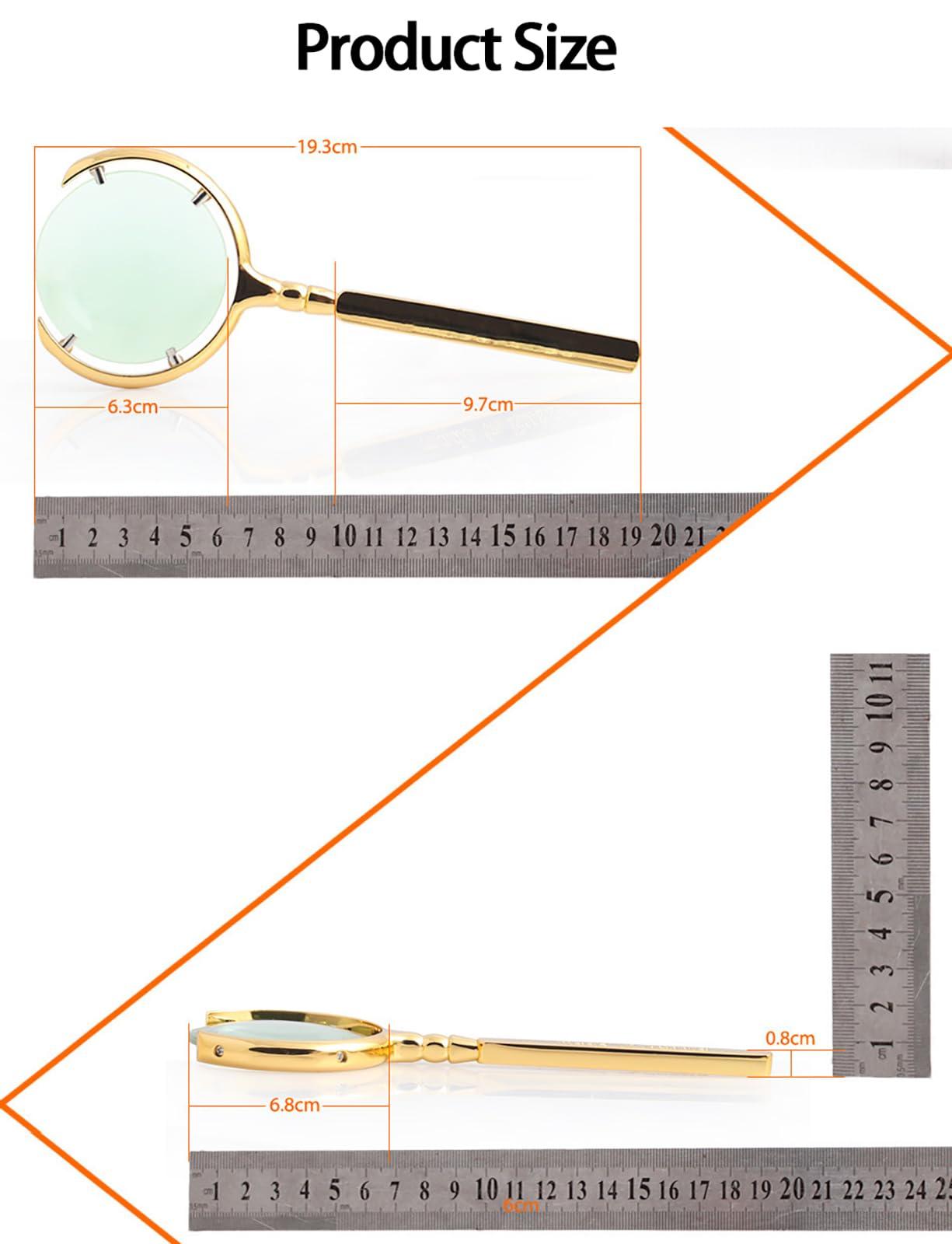 COnvow Real Glass Large Magnifying Glass - Reading Magnifier for Books -Handheld 63mm Strong High Clarity Eye Glasses for Home Learning, Reading and Fault Finding