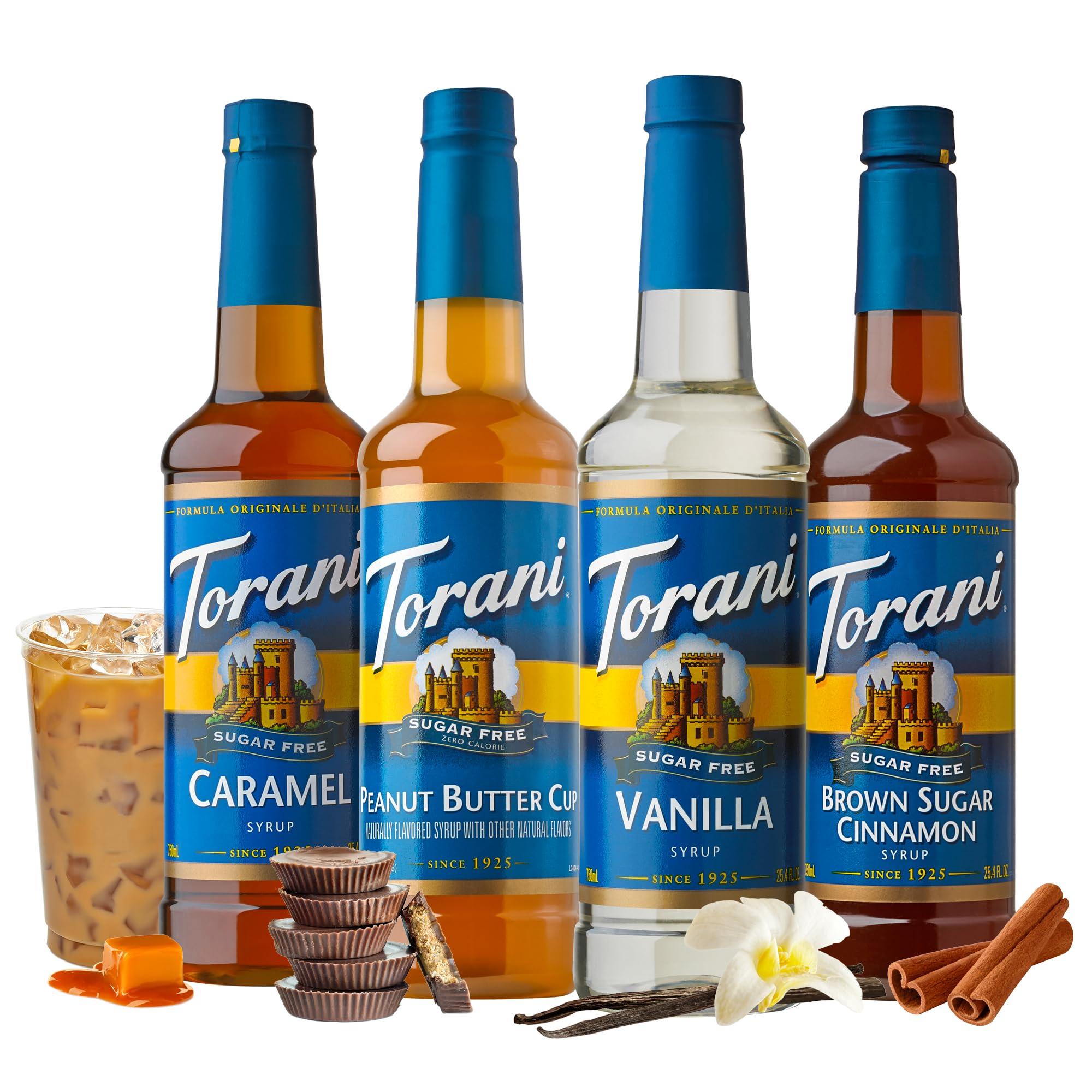 Torani Torani Syrup Variety Packs, Sugar Free Coffee Favorites, 25.4 fl oz Bottle (Pack of 4)