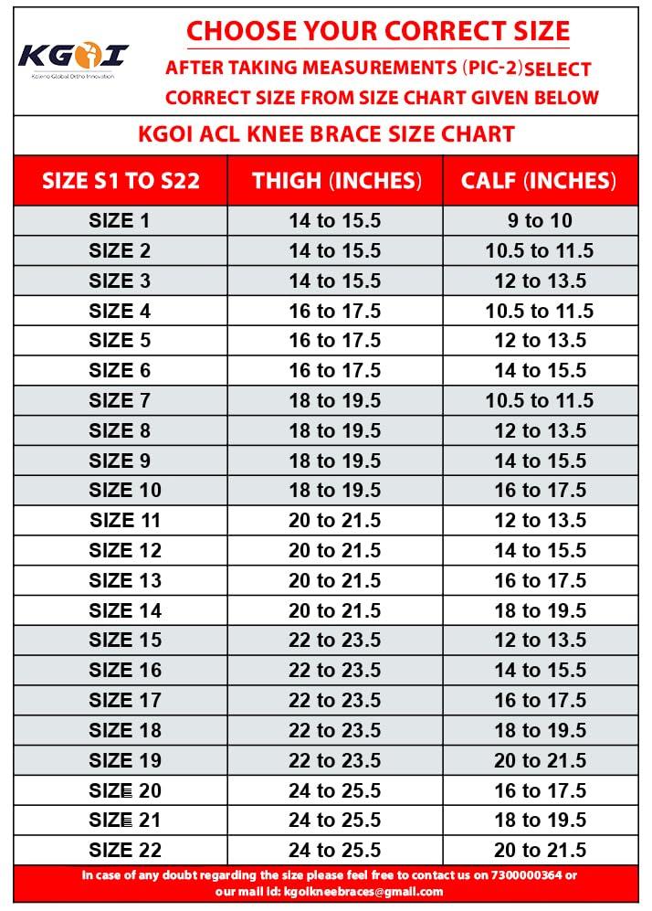 KGOI KGOI Knee Brace for Acl/Ligament/Sports Injuries/Arthritis (OA)/Knee Joint Pain Relief for Men & Women (Size-22) Check Size Chart for Best Fit (Pic-2&3)
