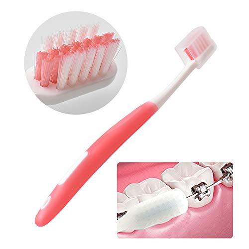 Angzhili Angzhili Portable Orthodontic Toothbrush Kit for Orthodontic Patient Orthodontic Care Kit for Braces Interdental Brush Dental Wax Dental Floss Toothbrush Box Oral Care Kit Dental Travel Kit(Red)