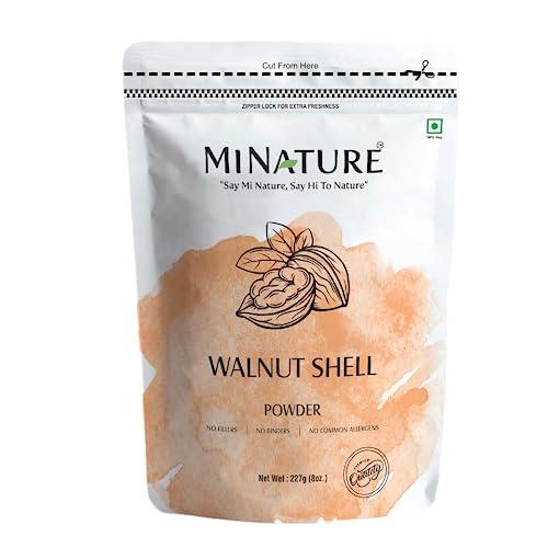mi nature Natural Walnut Shell Powder with Resealable Zip Lock Pack, No Silica and Any Artificial Additives for Homemade Natural Scrub 227g, 1/2lbs, 8oz( packaging may vary )