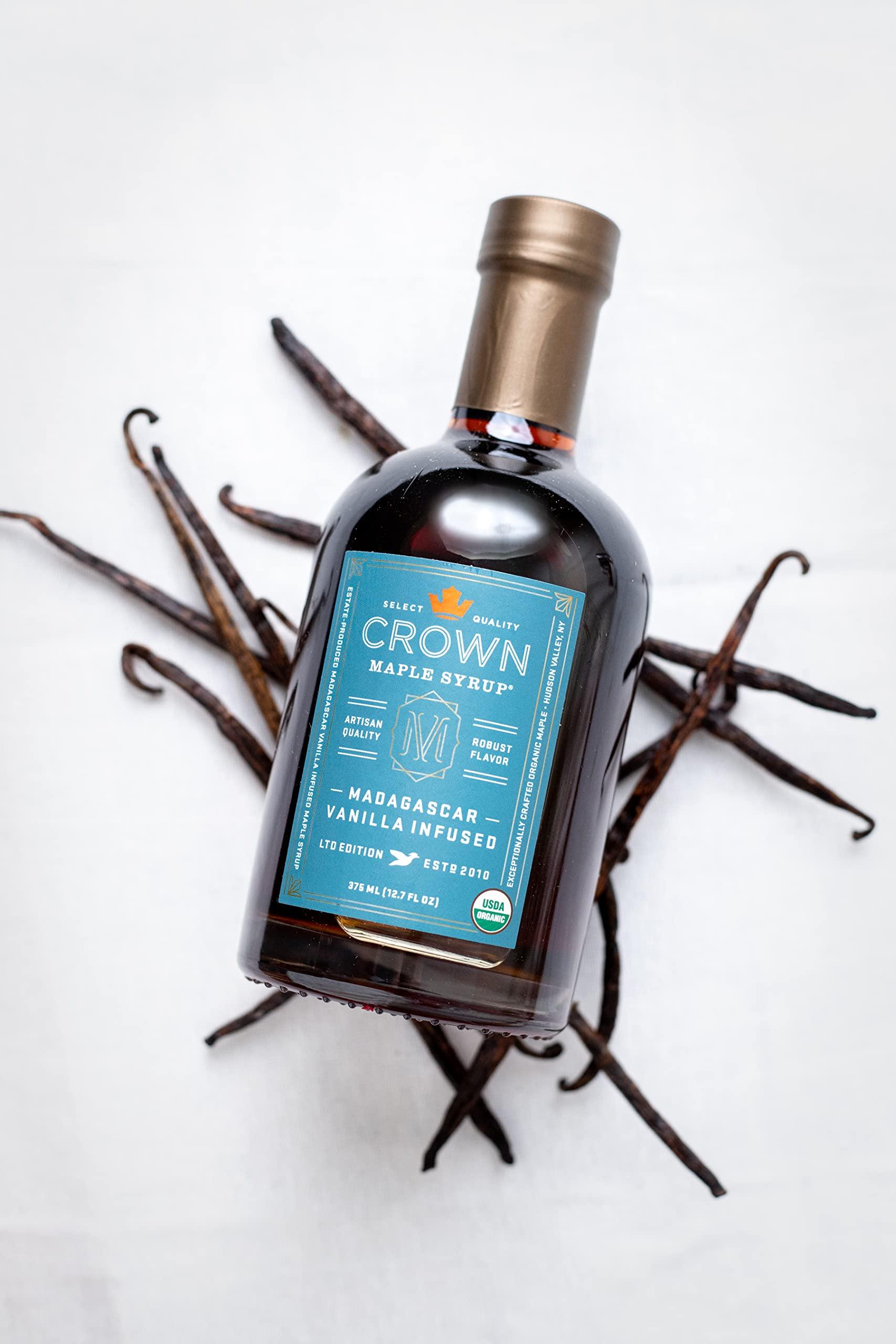 Crown Maple Crown Maple Madagascar Vanilla Infused Organic Maple Syrup, 25 Fl Oz, Real Vanilla Bean, Pancakes, Baking, Cocktails & Brunch