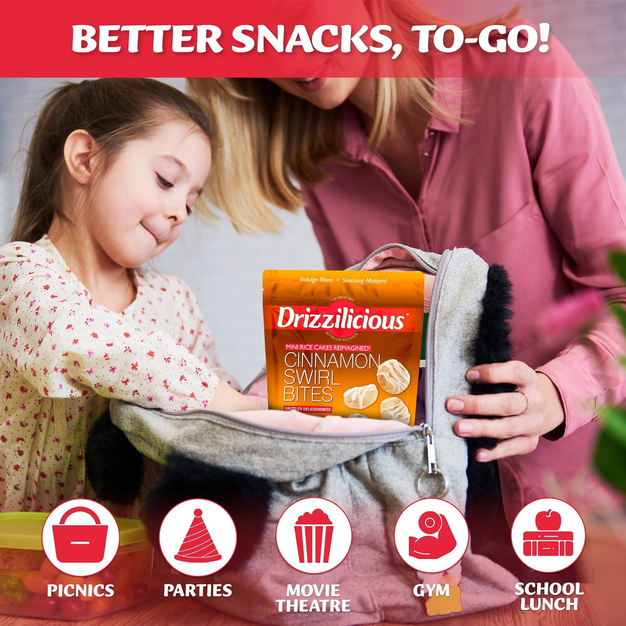Drizzilicious Drizzilicious Mini Rice Cakes Cinnamon Swirl - Rice Crisps, Healthy Snack for Adults and Kids, Flavored Rice Cakes, Vegan, Gluten Free, Allergen Free, Only 90 Calories Per Serving - 4 oz (Pack of 1)