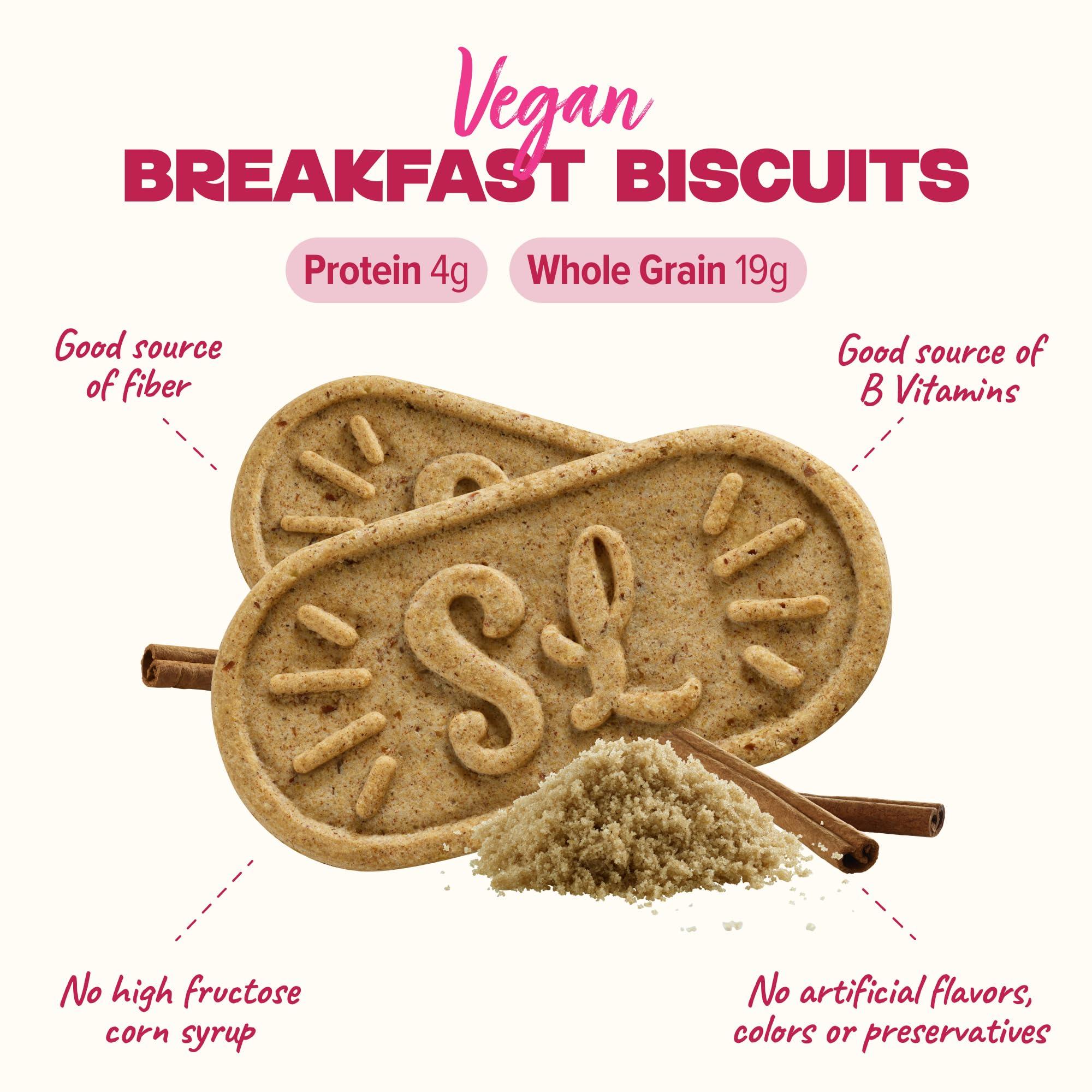Sweet Loren\'s Sweet Loren\'s Vegan Breakfast Biscuits | Cinnamon Sugar | 4g Protein, 19g Whole Grains | Plant Based, Gluten Free, Dairy Free, Nut Free Snacks | 3 Pack (15 Total Biscuits, 1.6 ounce each)